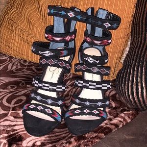 Black Native Theme Heels Jessica Simpson
